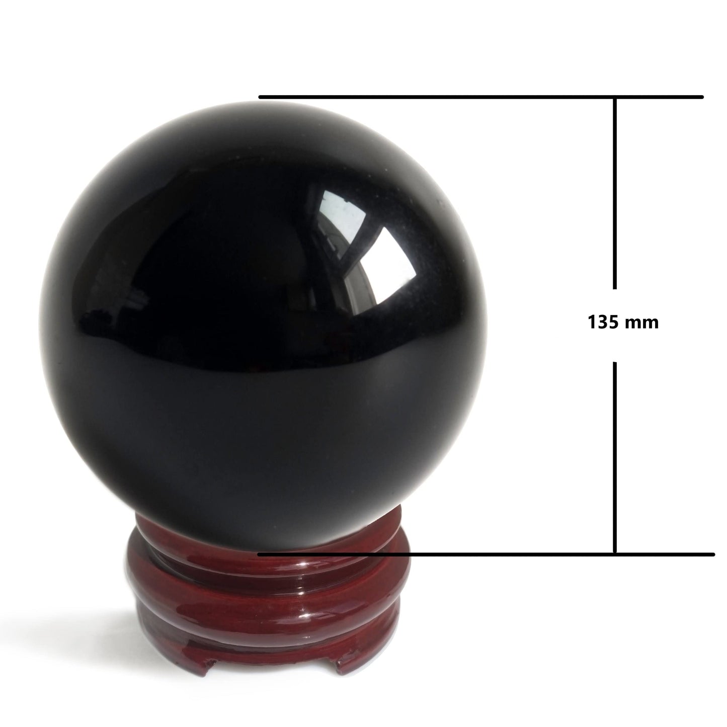 Black Obsidian Crystal Ball for Feng Shui and Meditation with Wooden Stand