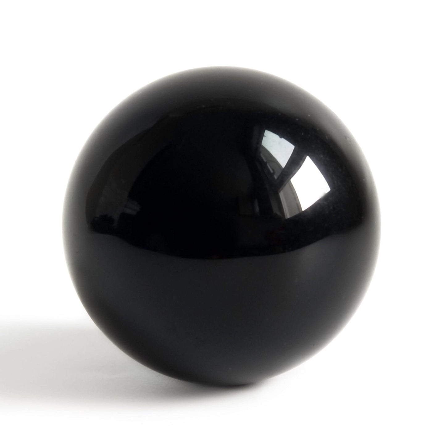 Black Obsidian Crystal Ball for Feng Shui and Meditation with Wooden Stand