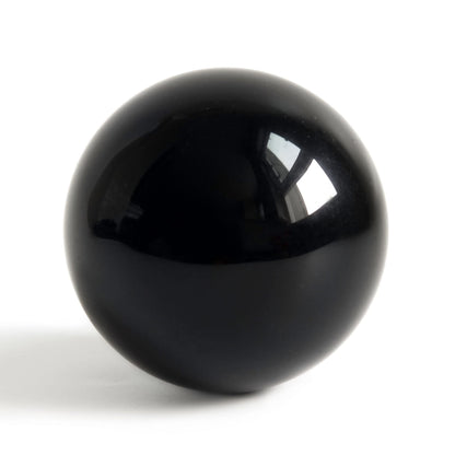 Black Obsidian Crystal Ball for Feng Shui and Meditation with Wooden Stand