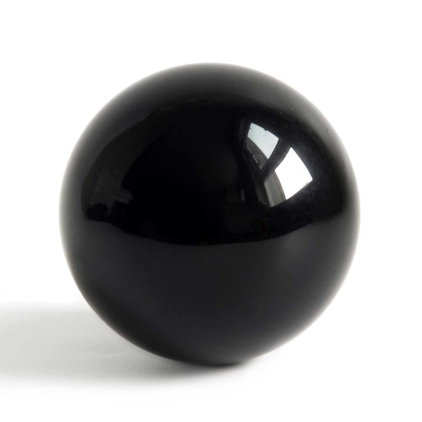 Black Obsidian Crystal Ball for Feng Shui and Meditation with Wooden Stand