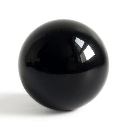 Black Obsidian Crystal Ball for Feng Shui and Meditation with Wooden Stand