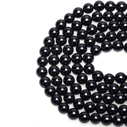 Bulk pack of 100 natural 8mm black obsidian round loose beads for DIY jewelry making and crystal healing