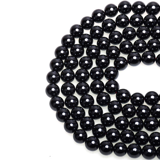 Bulk pack of 100 natural 8mm black obsidian round loose beads for DIY jewelry making and crystal healing