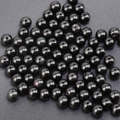 Bulk pack of 100 natural 8mm black obsidian round loose beads for DIY jewelry making and crystal healing