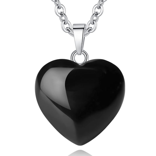 Natural Black Obsidian Heart Necklace | Healing Crystal Pendant | Protection Amulet for Love & Emotional Shielding